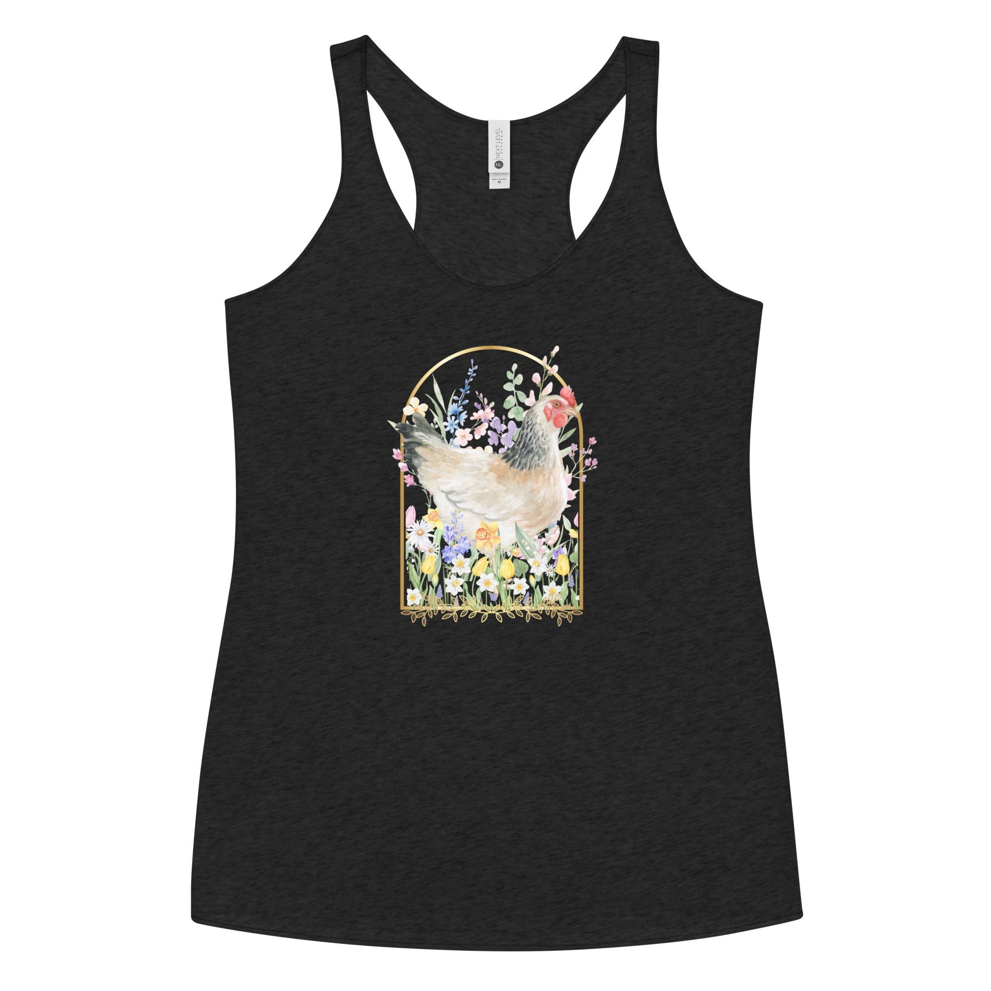 Spring Meadow Chicken Women's Racerback Tank - Cluck It All Farms