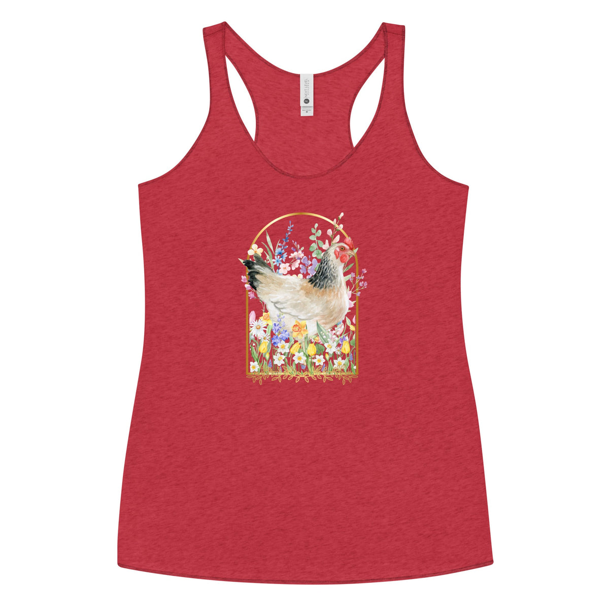Spring Meadow Chicken Women&#39;s Racerback Tank - Cluck It All Farms