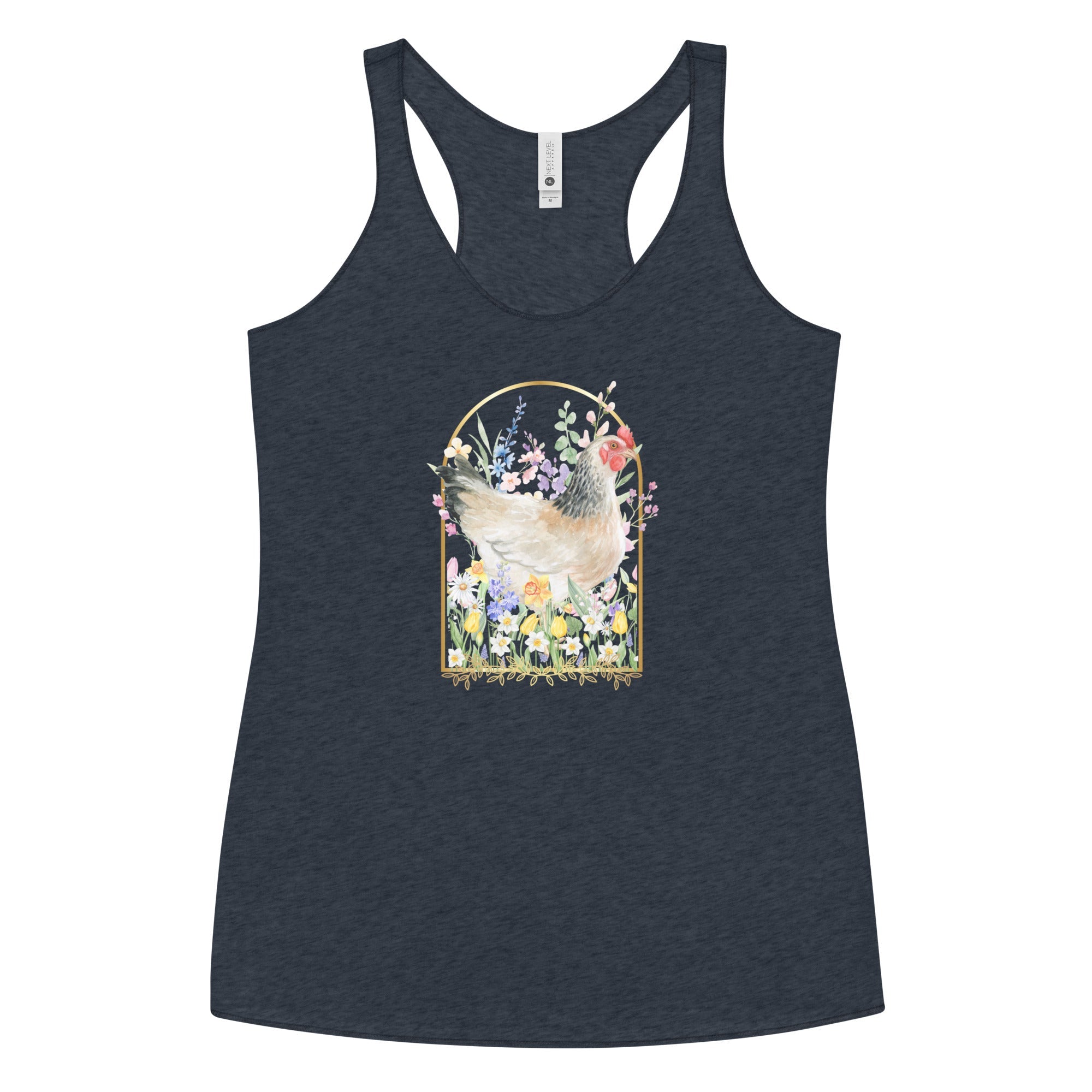 Spring Meadow Chicken Women's Racerback Tank - Cluck It All Farms