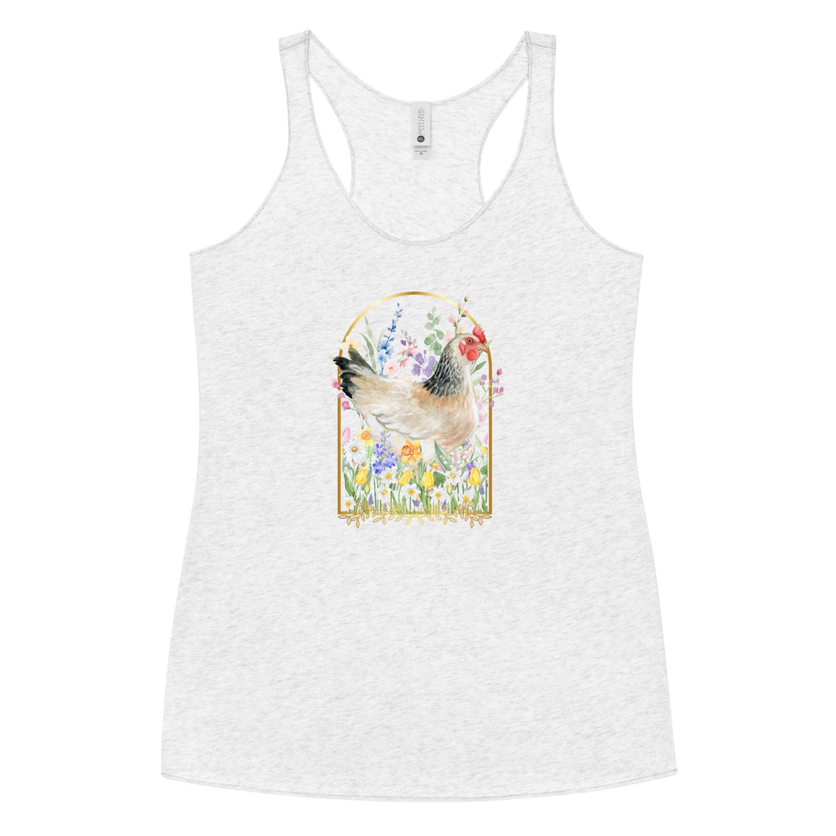 Spring Meadow Chicken Women&#39;s Racerback Tank - Cluck It All Farms