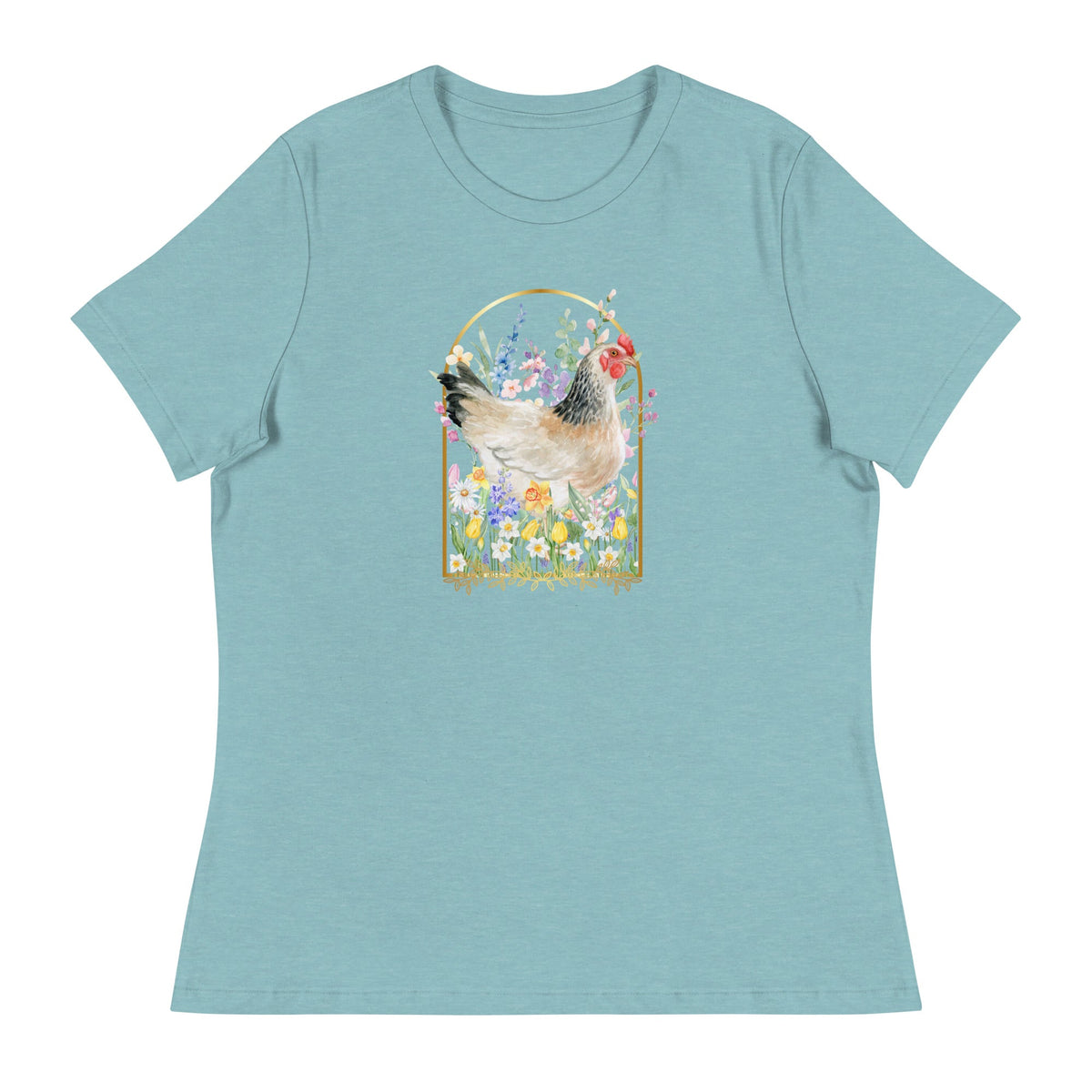Spring Meadow Chicken Women&#39;s Relaxed T-Shirt - Cluck It All Farms
