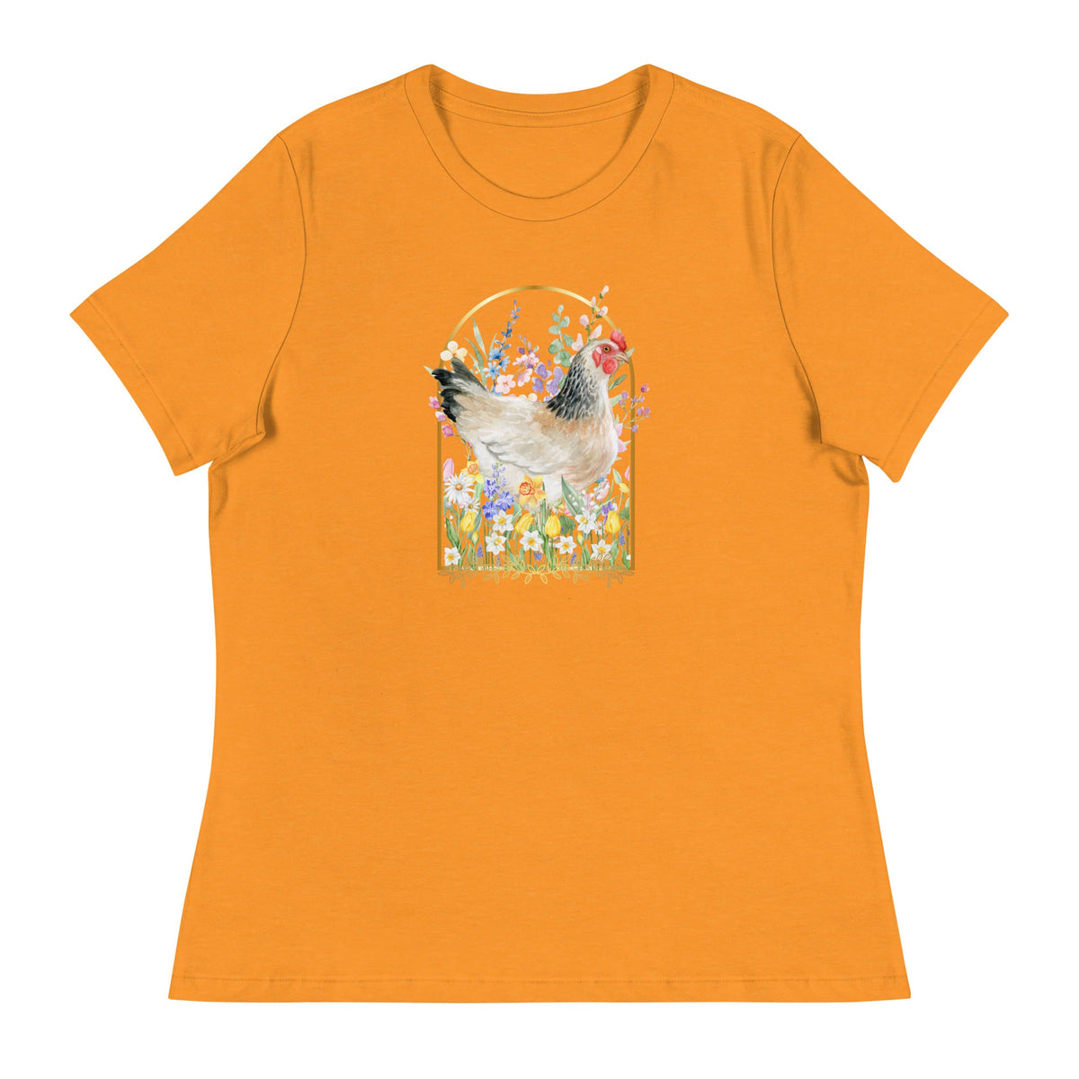 Spring Meadow Chicken Women&#39;s Relaxed T-Shirt - Cluck It All Farms