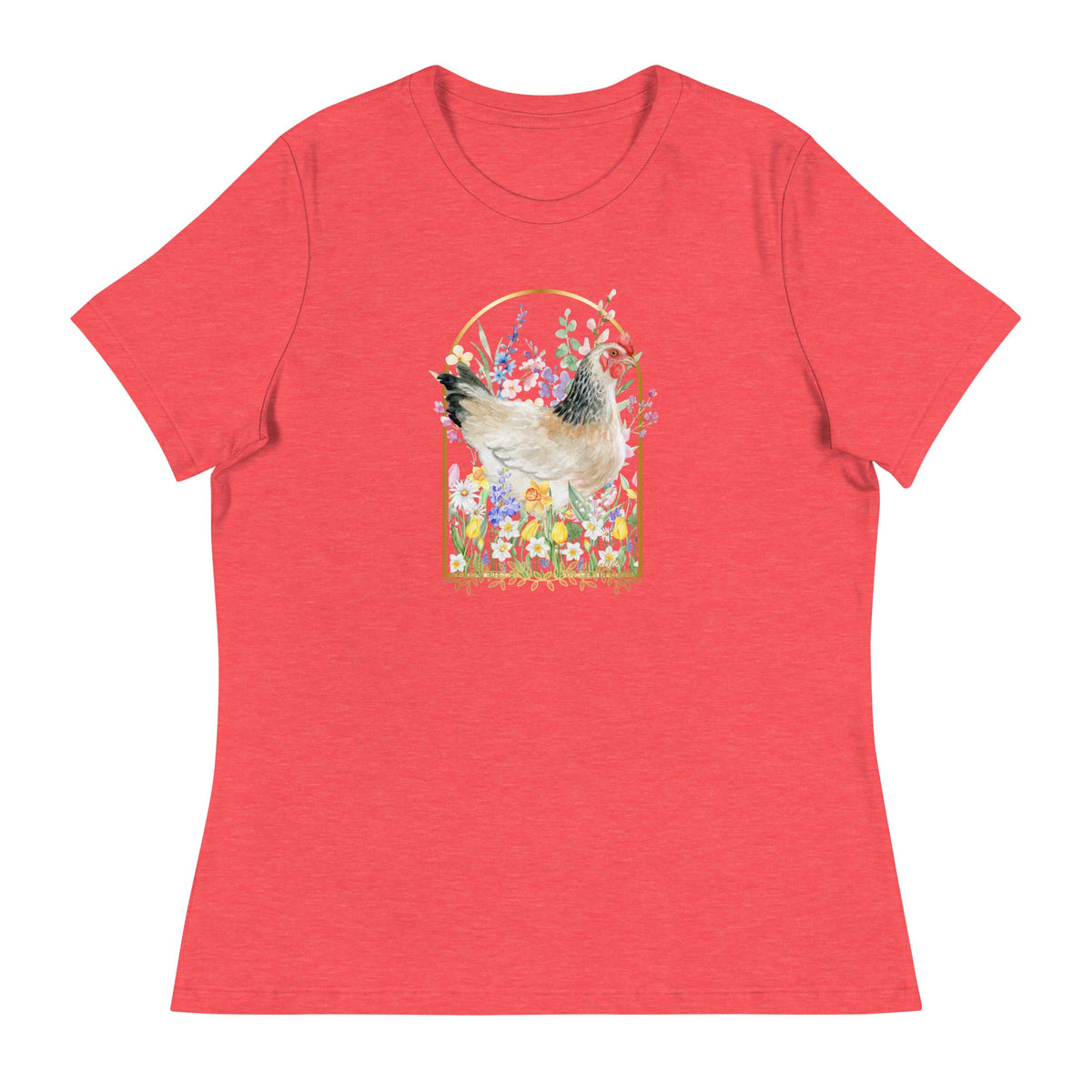 Spring Meadow Chicken Women&#39;s Relaxed T-Shirt - Cluck It All Farms