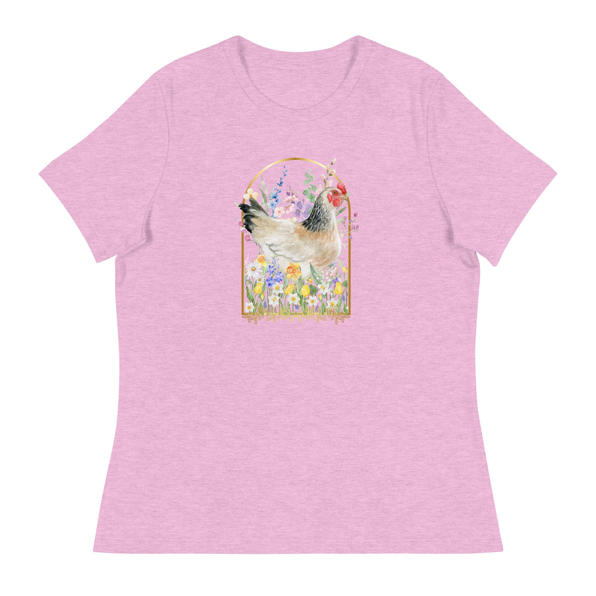 Spring Meadow Chicken Women&#39;s Relaxed T-Shirt - Cluck It All Farms