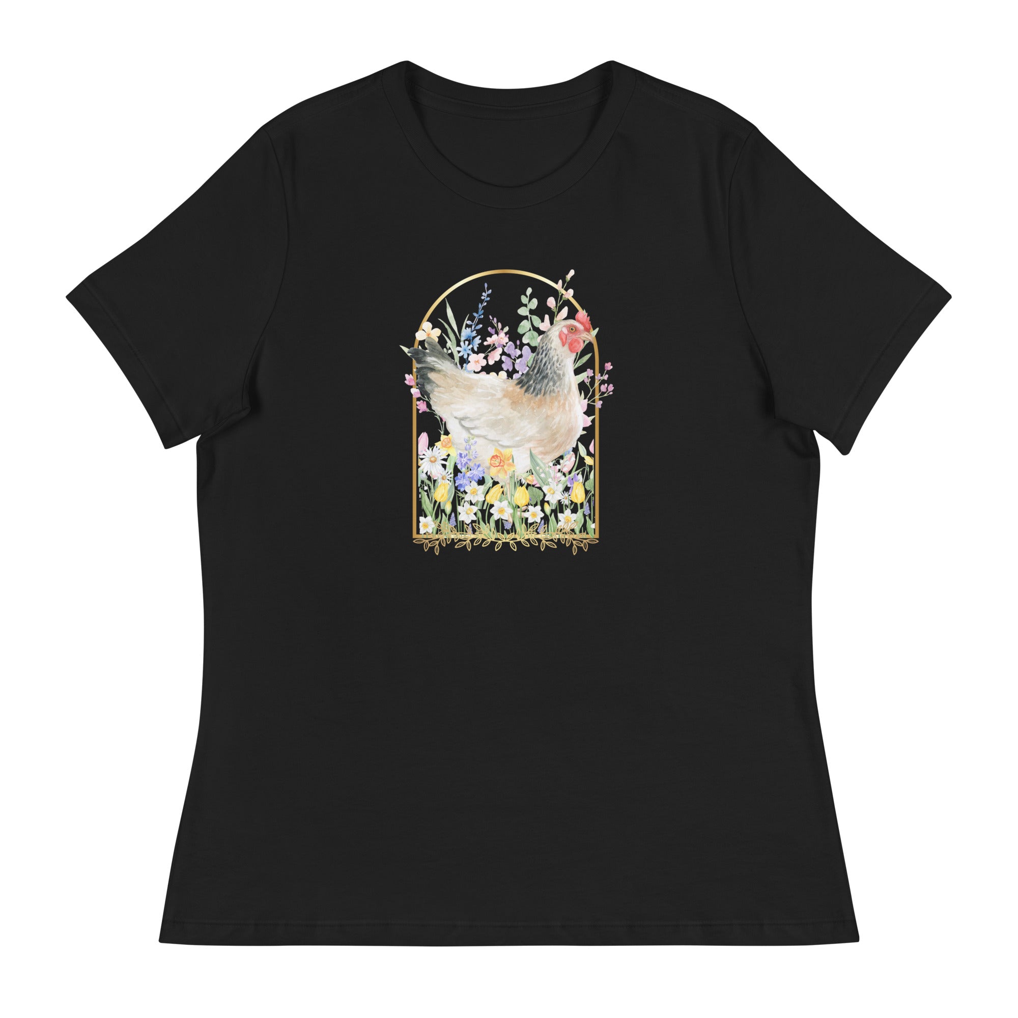 Spring Meadow Chicken Women's Relaxed T-Shirt - Cluck It All Farms