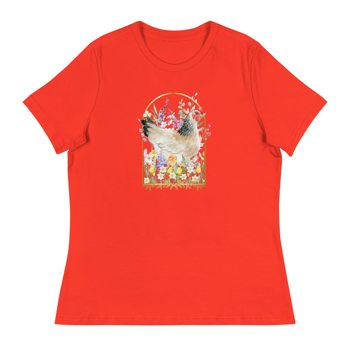 Spring Meadow Chicken Women&#39;s Relaxed T-Shirt - Cluck It All Farms