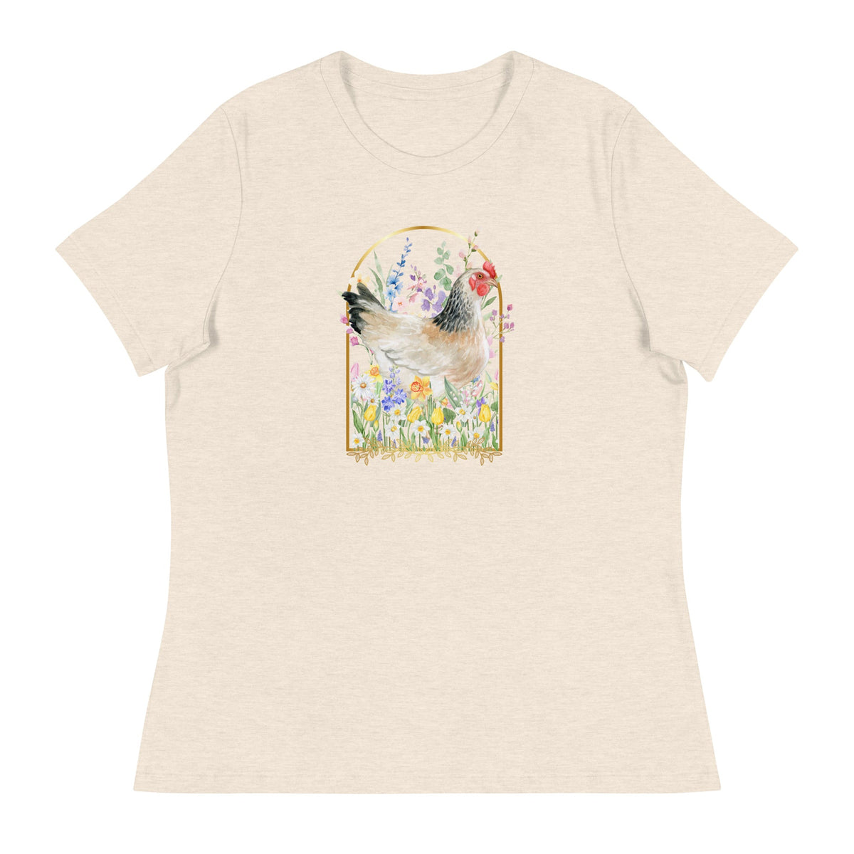 Spring Meadow Chicken Women&#39;s Relaxed T-Shirt - Cluck It All Farms