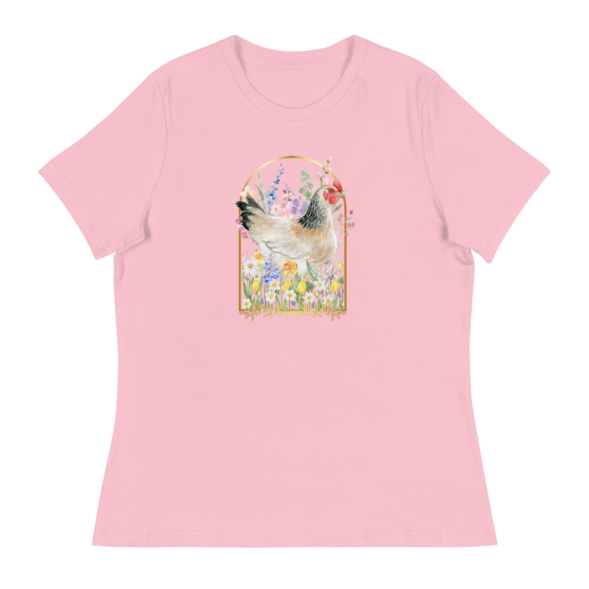 Spring Meadow Chicken Women&#39;s Relaxed T-Shirt - Cluck It All Farms