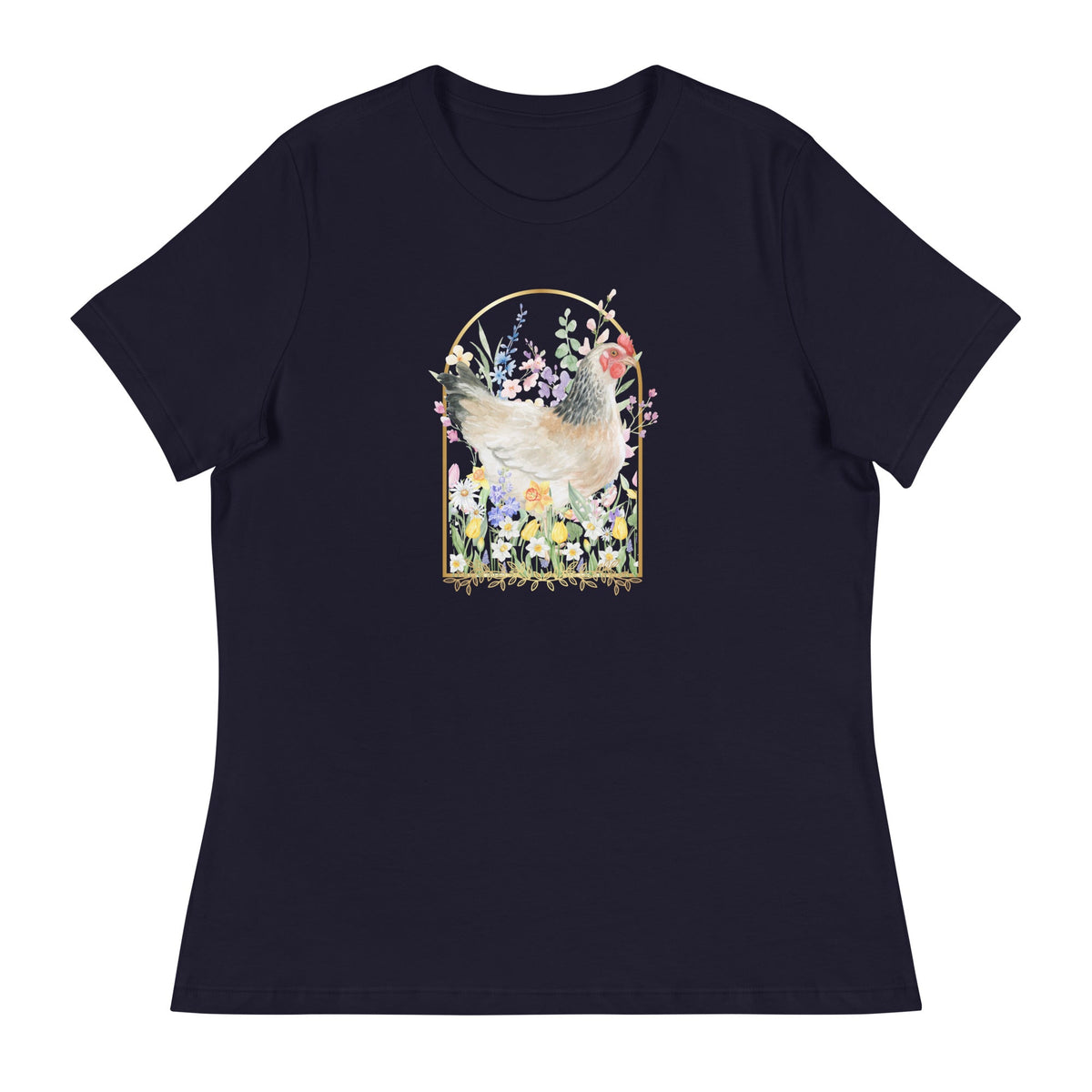 Spring Meadow Chicken Women&#39;s Relaxed T-Shirt - Cluck It All Farms