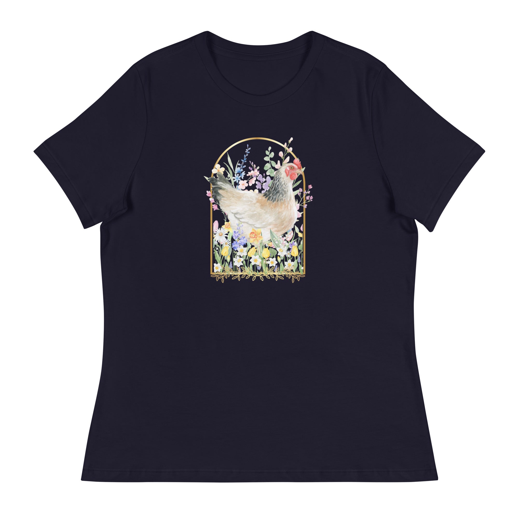 Spring Meadow Chicken Women's Relaxed T-Shirt - Cluck It All Farms