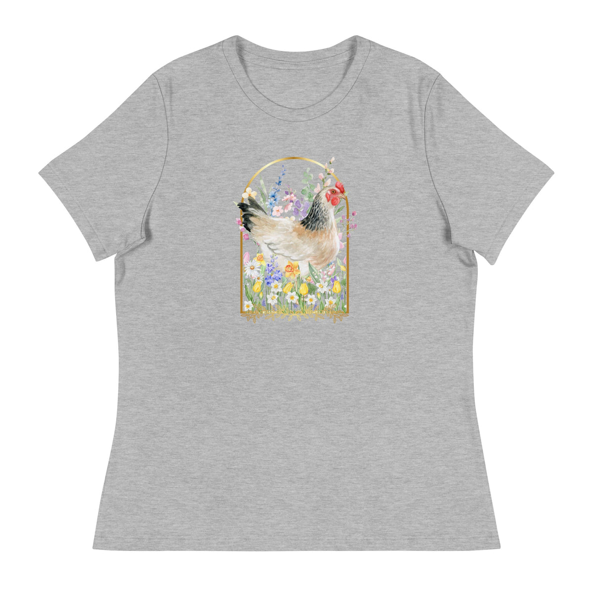 Spring Meadow Chicken Women&#39;s Relaxed T-Shirt - Cluck It All Farms
