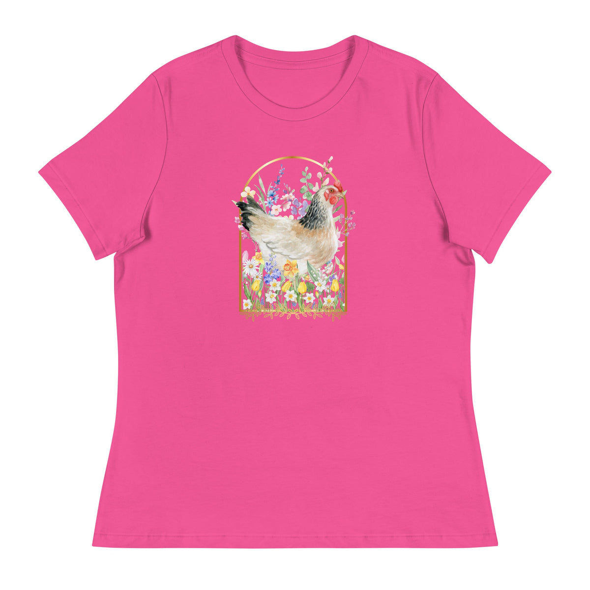 Spring Meadow Chicken Women&#39;s Relaxed T-Shirt - Cluck It All Farms