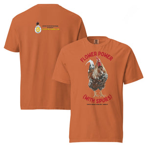 Swedish Flower Hen Tee — “Flower Power (…with spurs)” - Cluck It All Farms