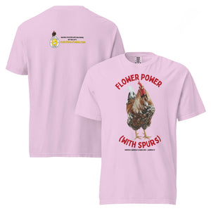 Swedish Flower Hen Tee — “Flower Power (…with spurs)” - Cluck It All Farms