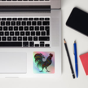 Vibrant Rooster Holographic Sticker - Cluck It All Farms