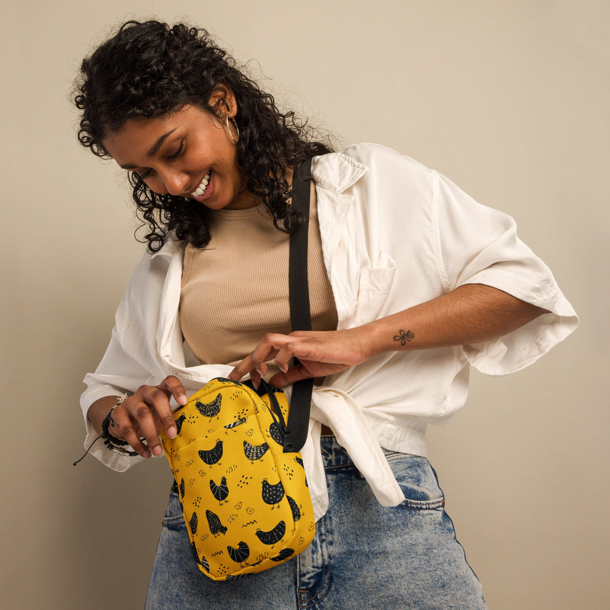 Vintage Yellow Chicken Utility Crossbody Bag - Cluck It All Farms