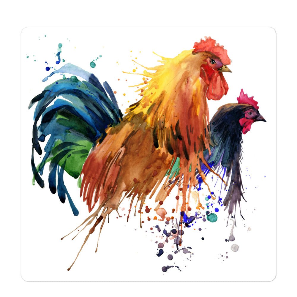 Watercolor Chicken Portrait Sticker - Cluck It All Farms