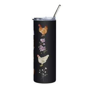 Watercolor Floral Chicken Stainless Steel Tumbler - Cluck It All Farms