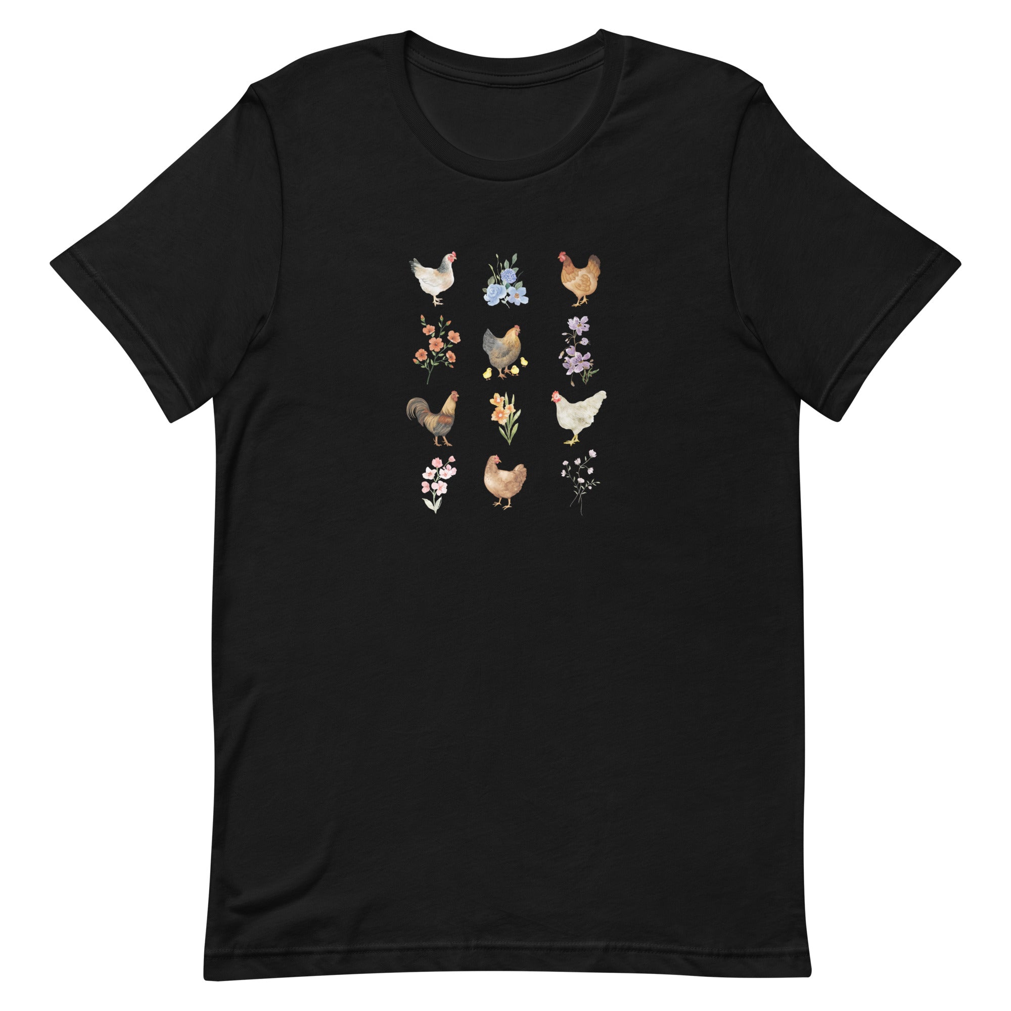Watercolor Floral Chicken Unisex T-Shirt - Cluck It All Farms