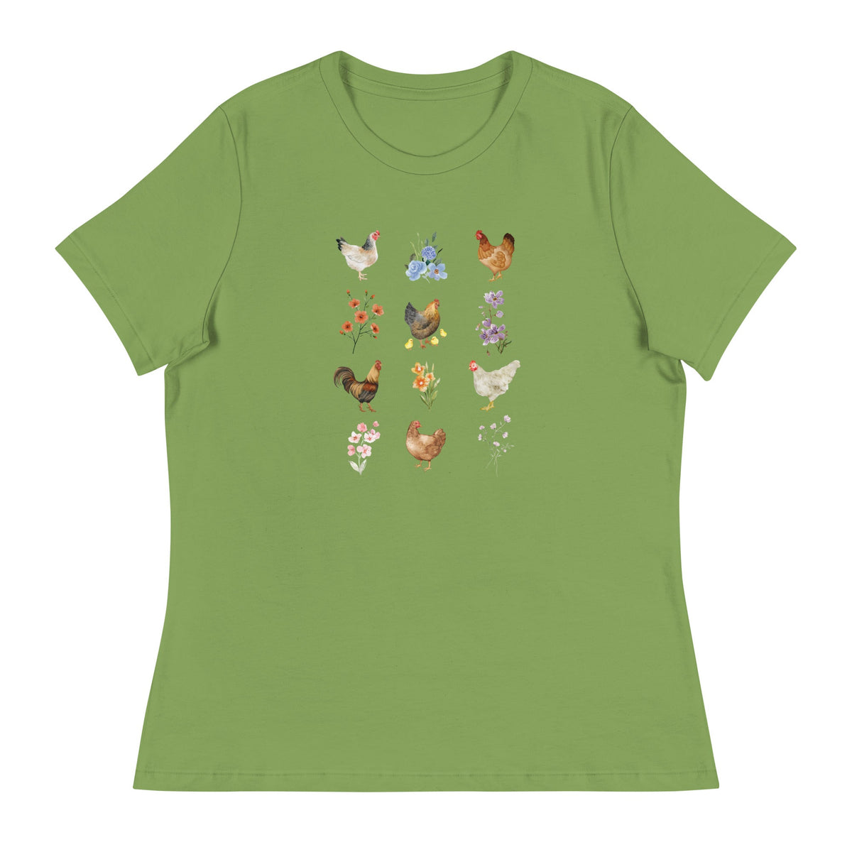 Watercolor Floral Chicken Women&#39;s Relaxed T-Shirt - Cluck It All Farms