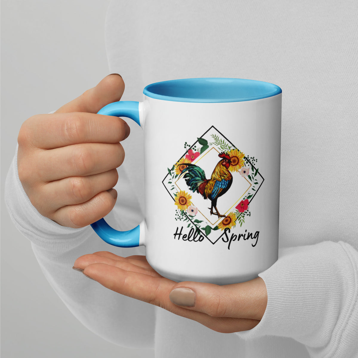 Hello Spring Colorful Rooster Mug