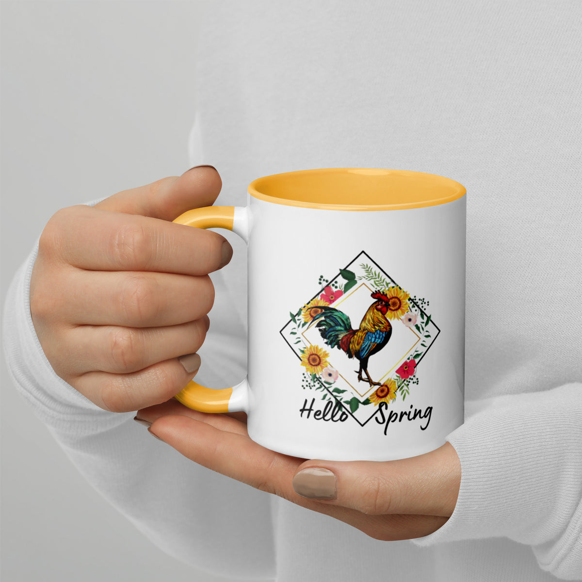 Hello Spring Colorful Rooster Mug