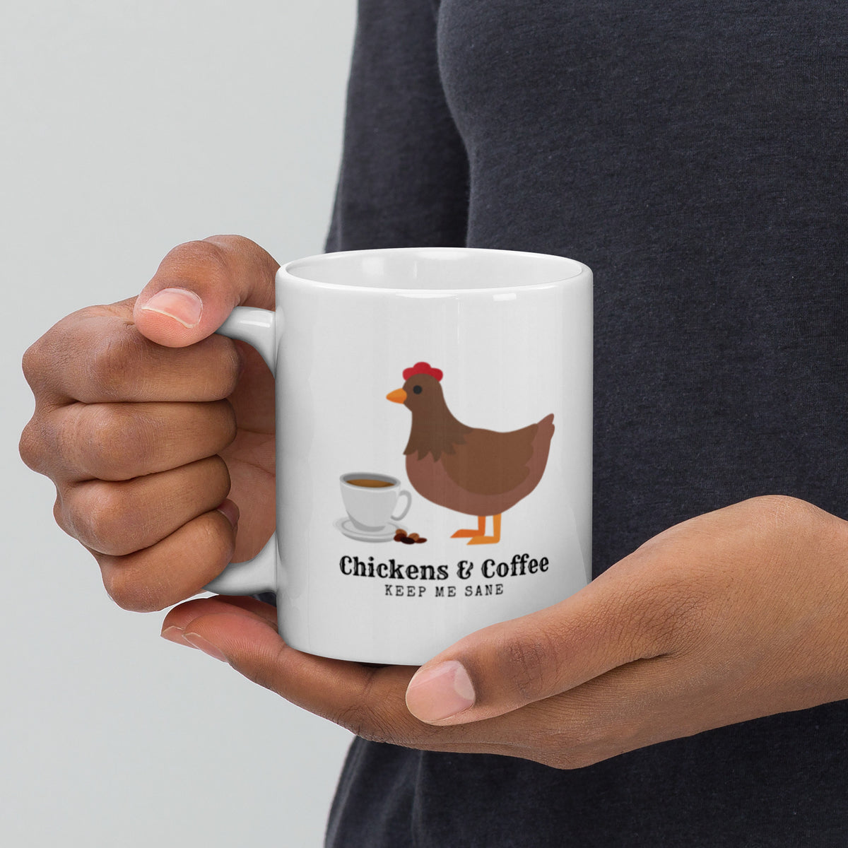 Chickens &amp; Coffee White Glossy Mug
