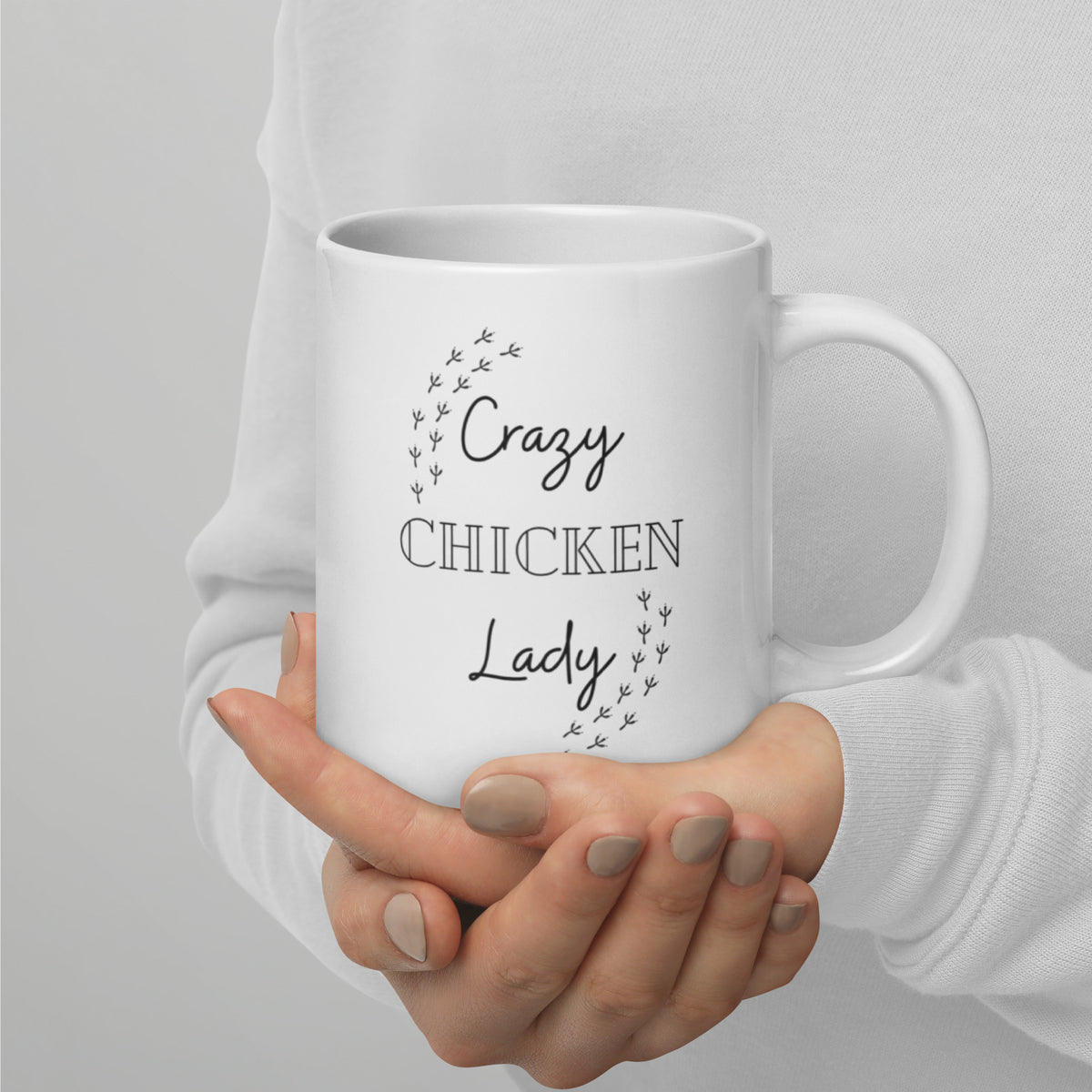 Crazy Chicken Lady White Glossy Mug
