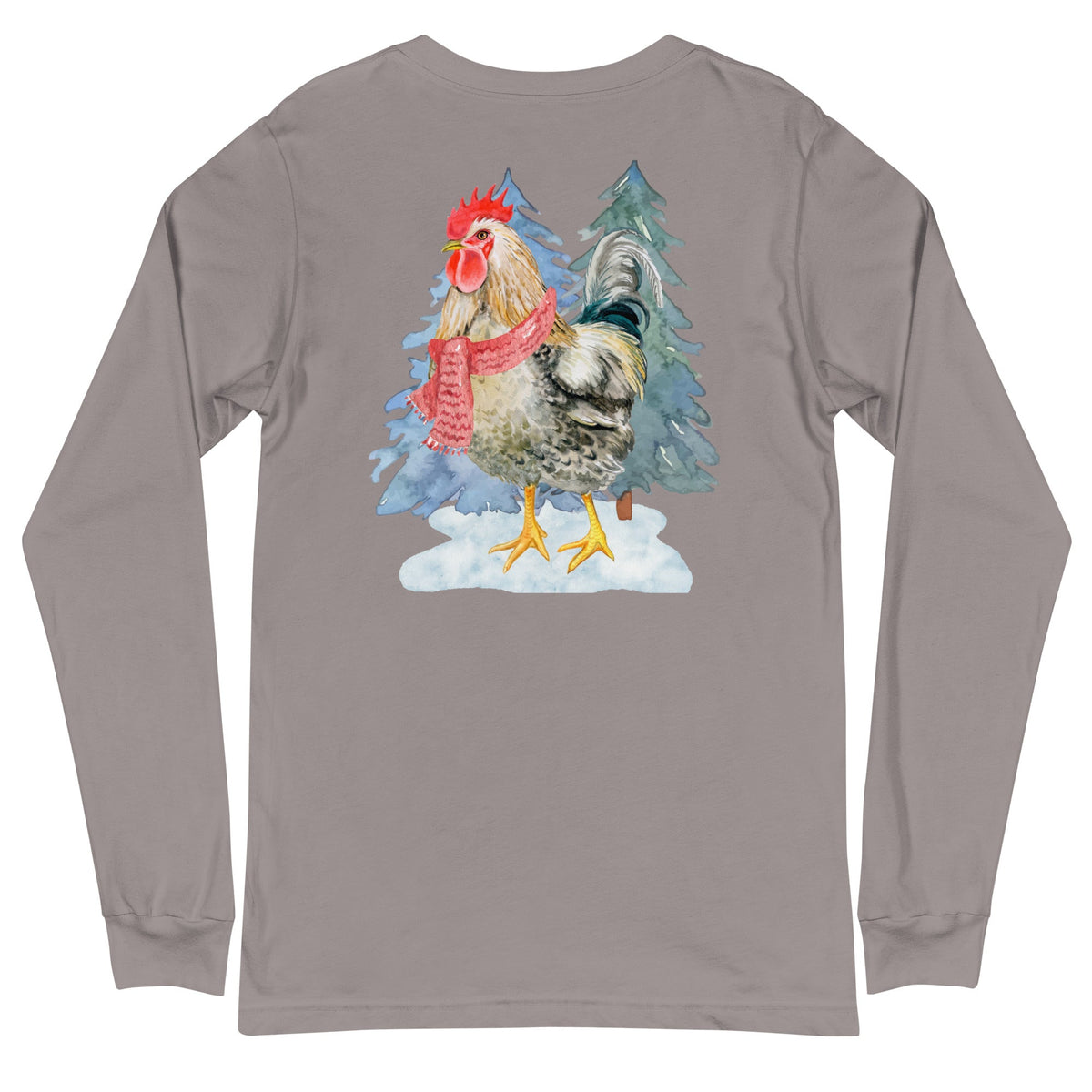 Winter Rooster BACK PRINT Unisex Long Sleeve Tee - Cluck It All Farms