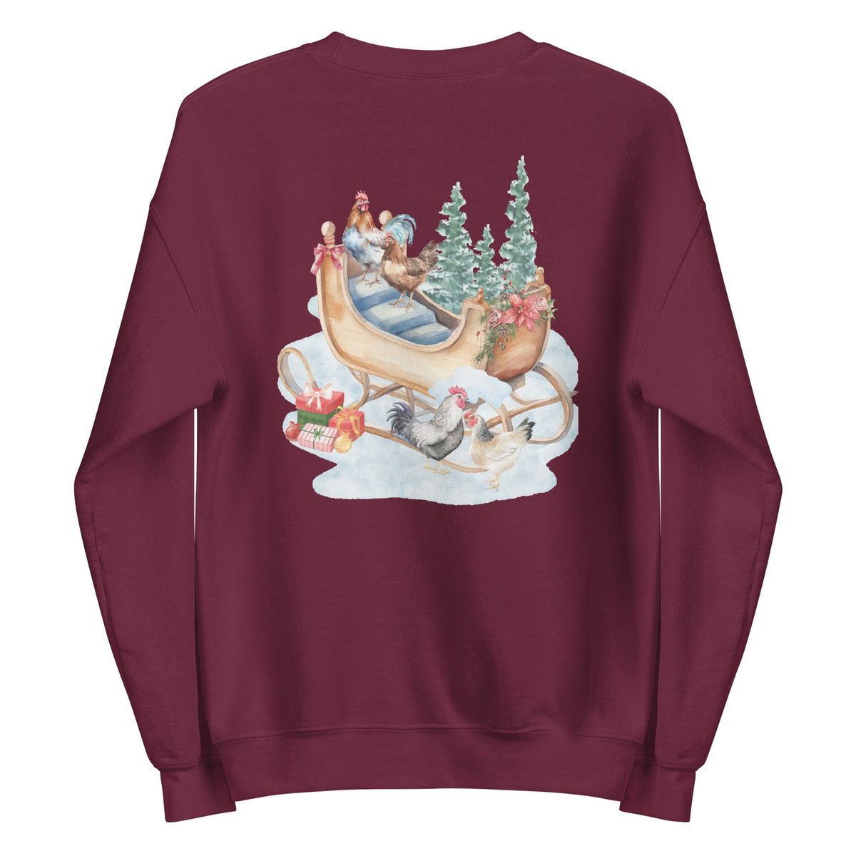 Winter Sleigh BACK PRINT Unisex Sweatshirt - Cluck It All Farms