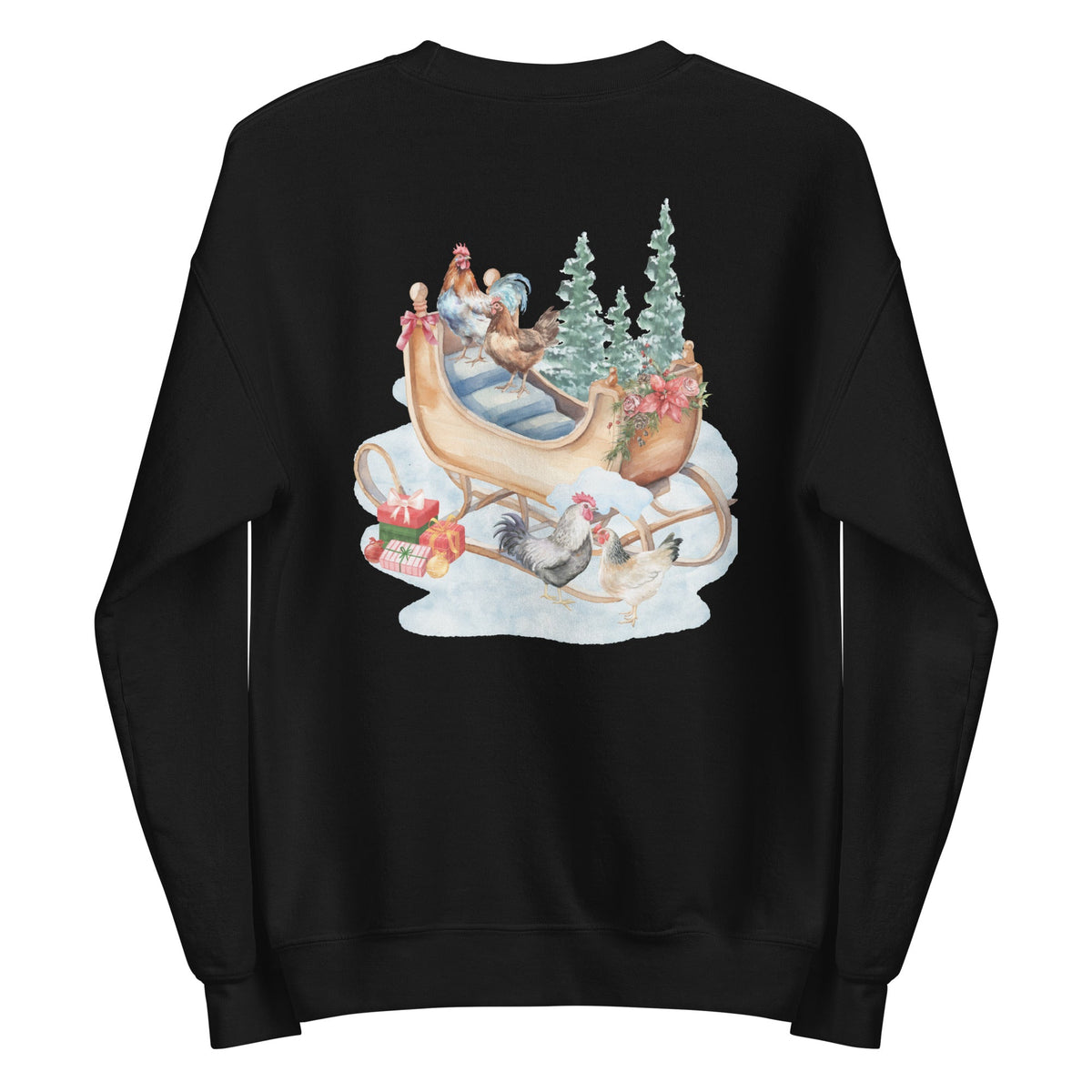 Winter Sleigh BACK PRINT Unisex Sweatshirt - Cluck It All Farms