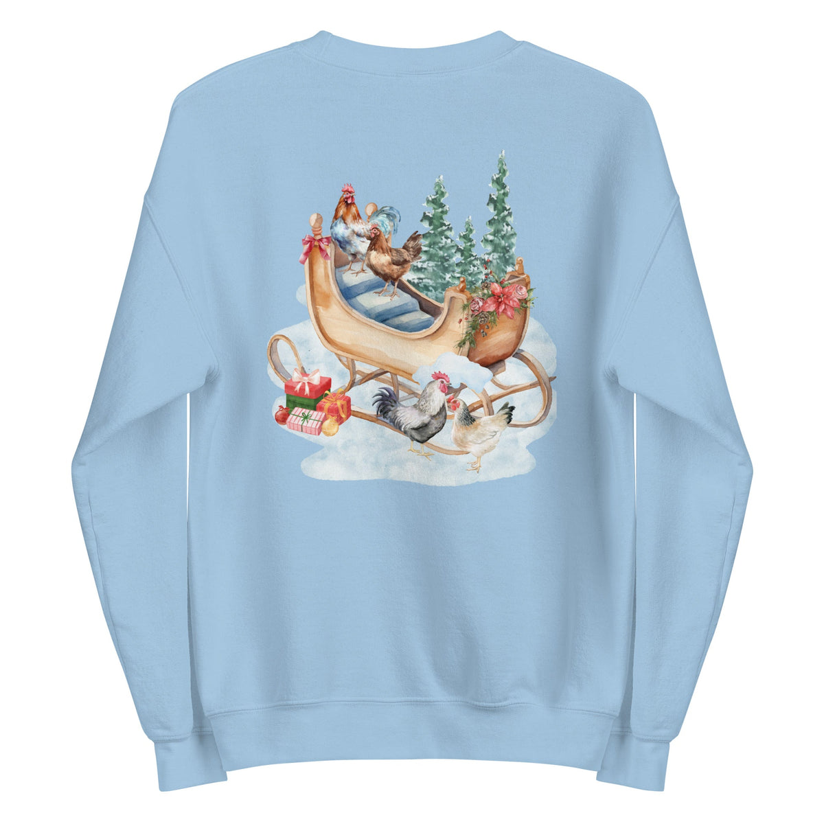 Winter Sleigh BACK PRINT Unisex Sweatshirt - Cluck It All Farms