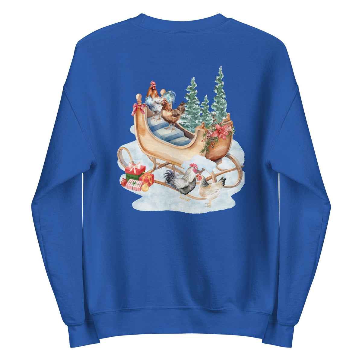 Winter Sleigh BACK PRINT Unisex Sweatshirt - Cluck It All Farms
