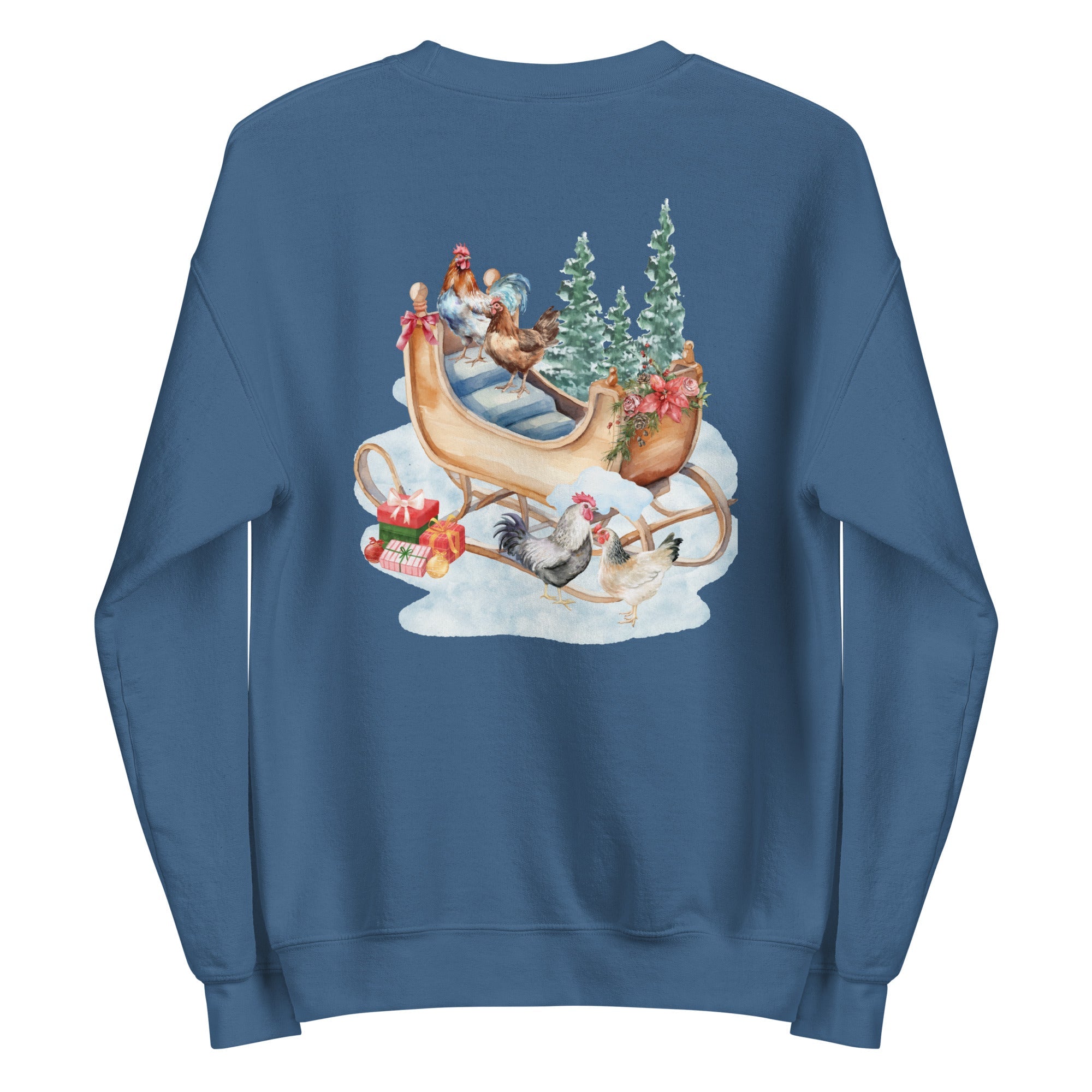 Winter Sleigh BACK PRINT Unisex Sweatshirt - Cluck It All Farms