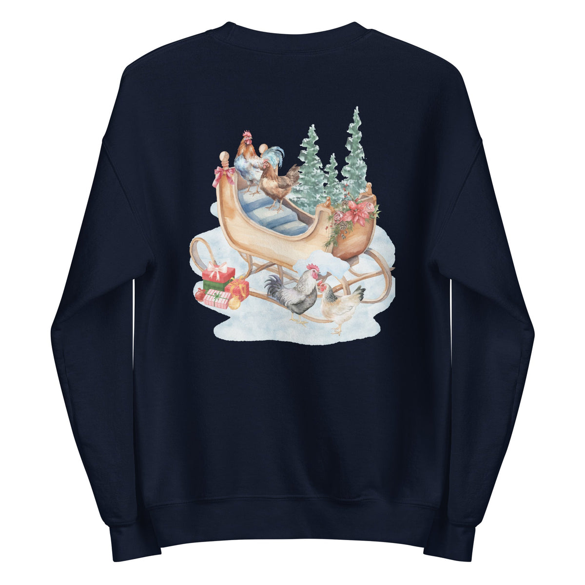 Winter Sleigh BACK PRINT Unisex Sweatshirt - Cluck It All Farms