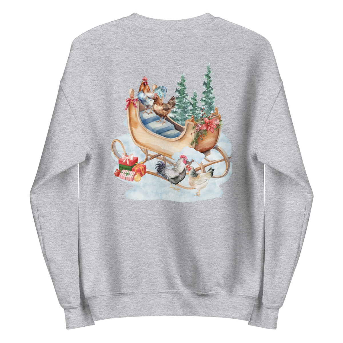 Winter Sleigh BACK PRINT Unisex Sweatshirt - Cluck It All Farms