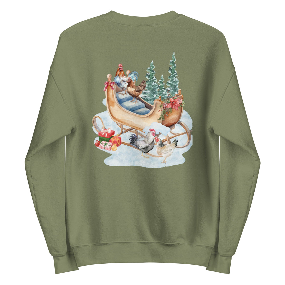 Winter Sleigh BACK PRINT Unisex Sweatshirt - Cluck It All Farms