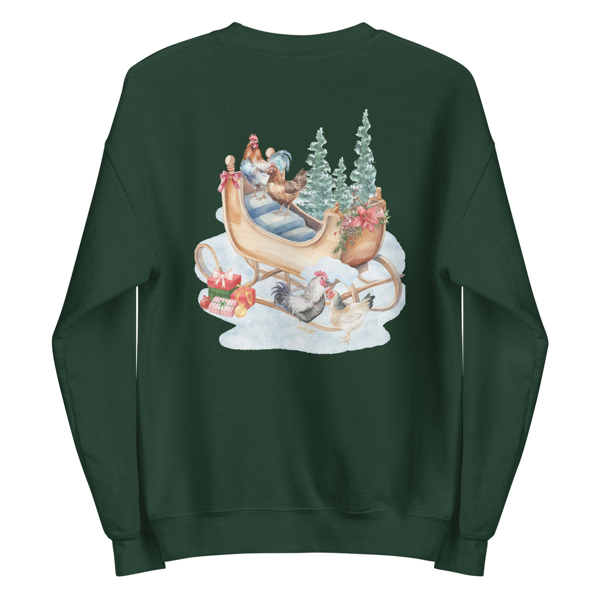 Winter Sleigh BACK PRINT Unisex Sweatshirt - Cluck It All Farms