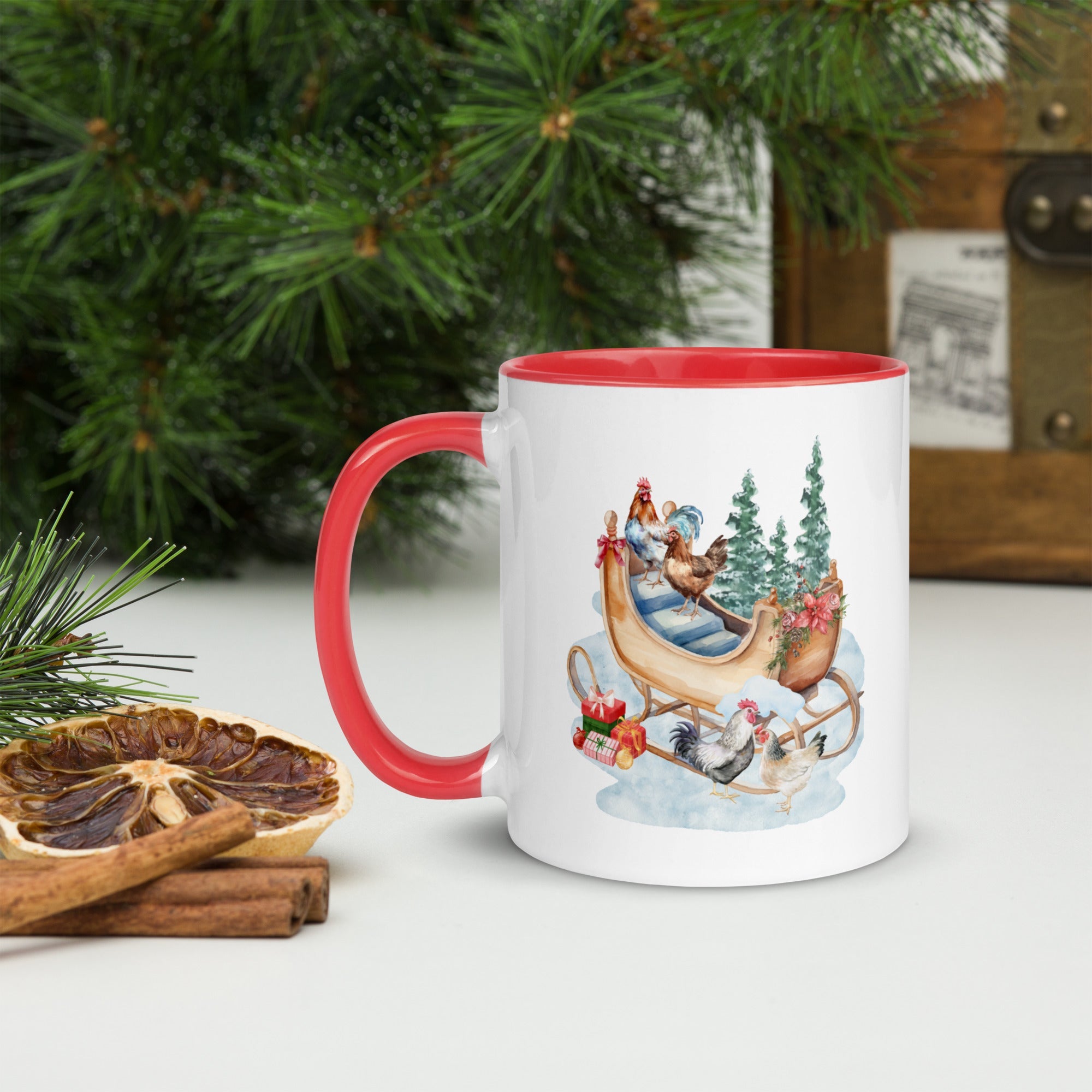Winter Sleigh Colored Mug - Cluck It All Farms