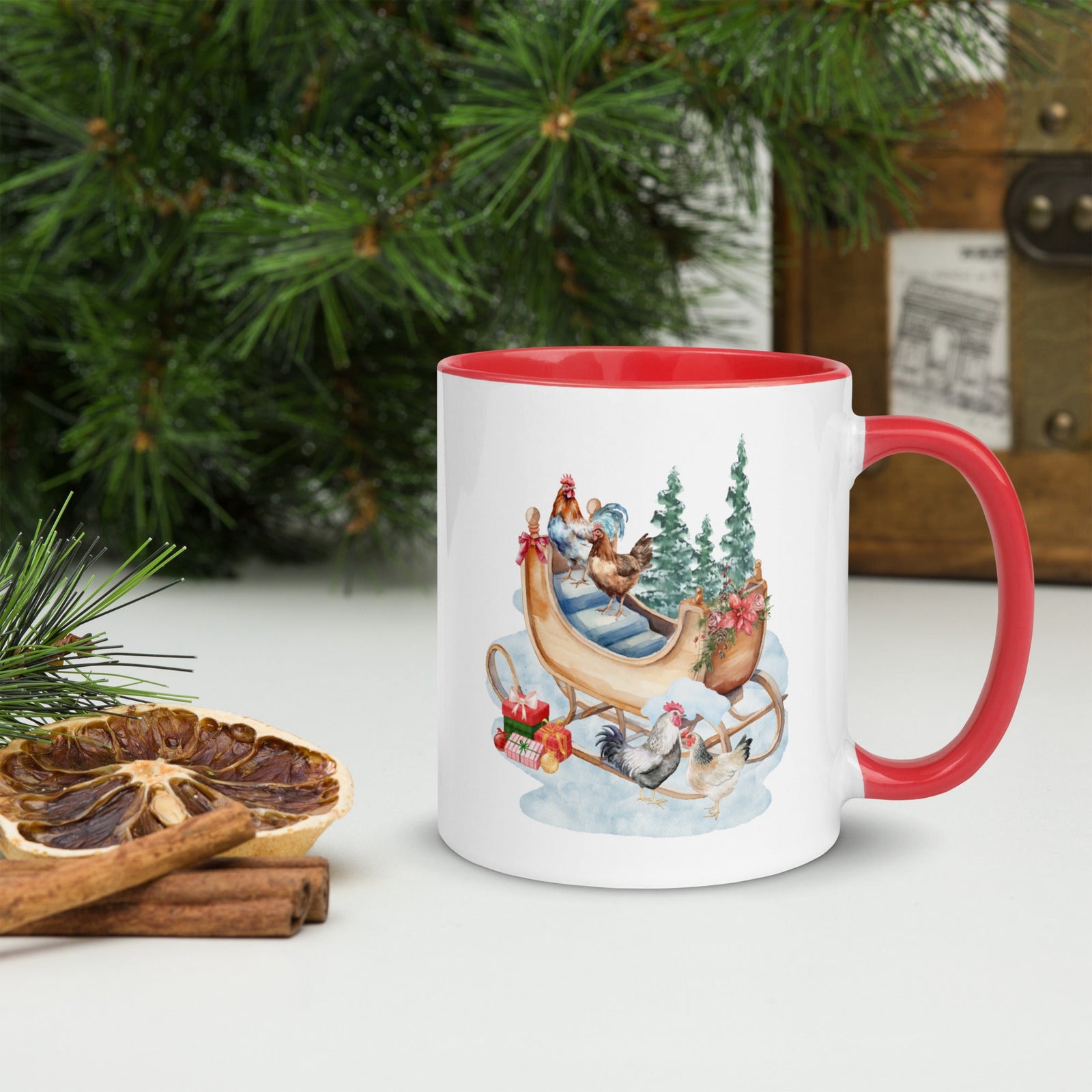 Winter Sleigh Colored Mug - Cluck It All Farms