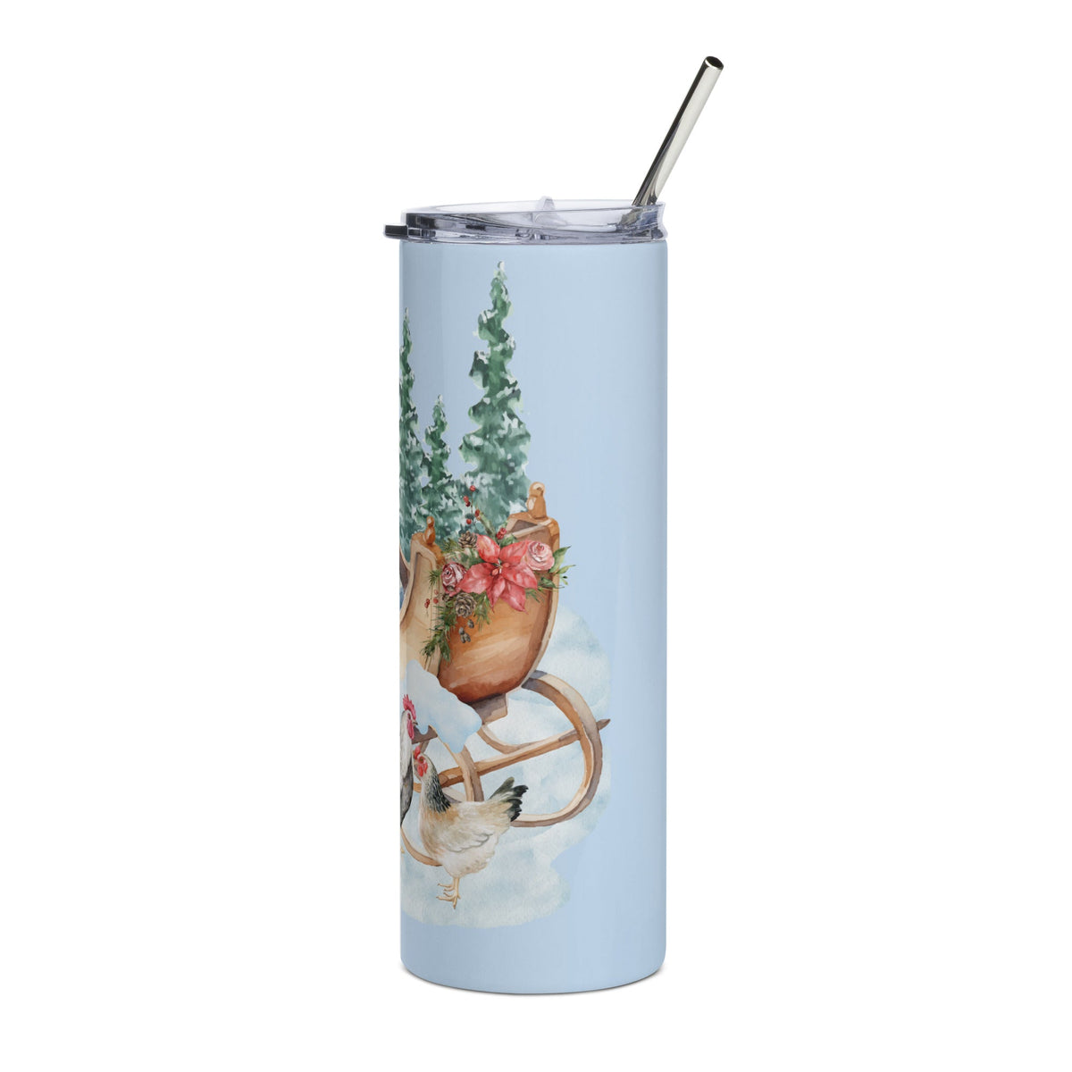 Winter Sleigh Stainless Steel Tumbler - Cluck It All Farms