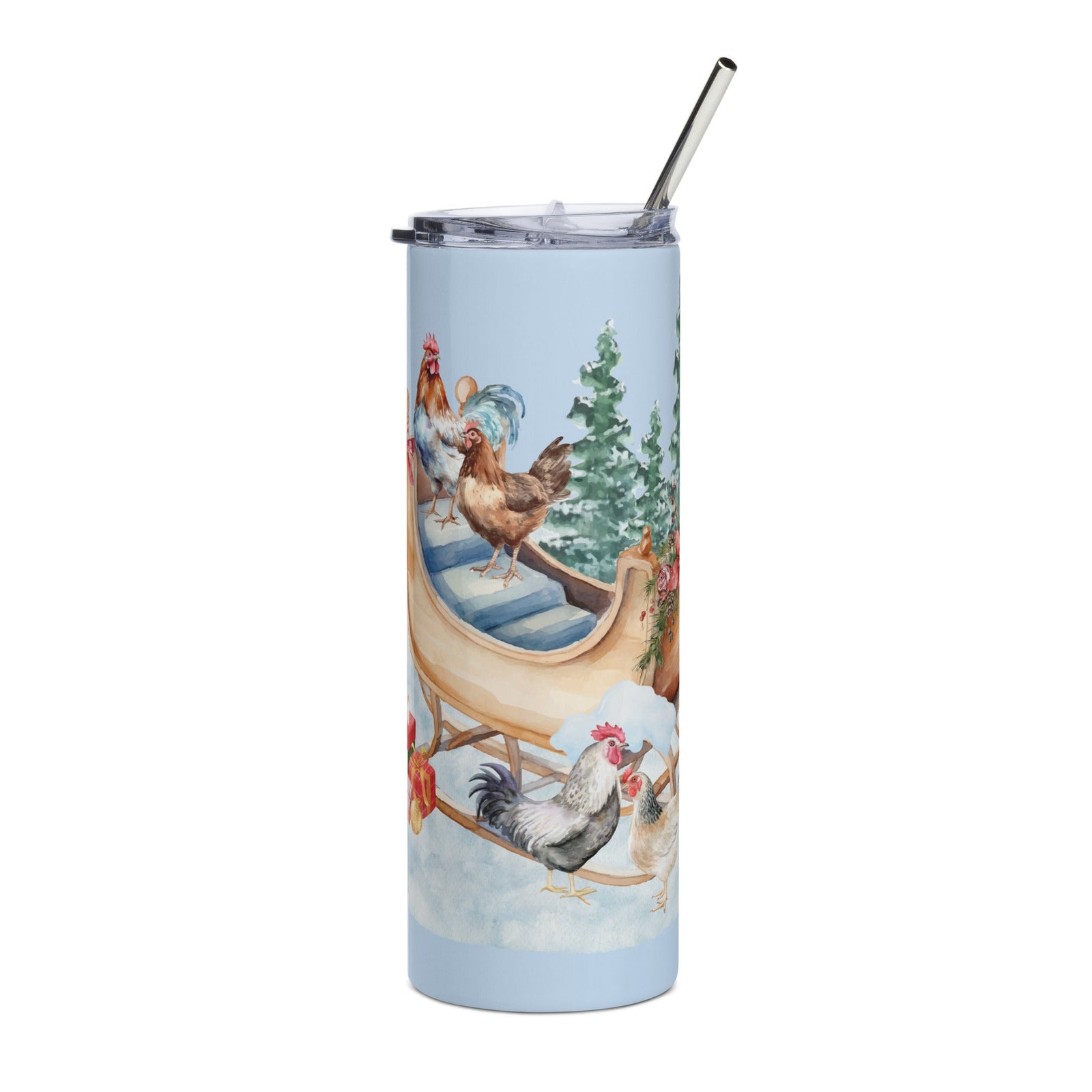Winter Sleigh Stainless Steel Tumbler - Cluck It All Farms