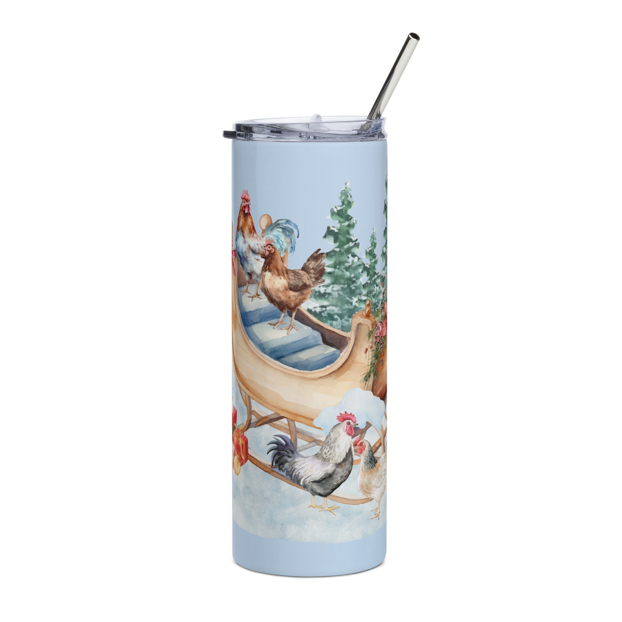 Winter Sleigh Stainless Steel Tumbler - Cluck It All Farms