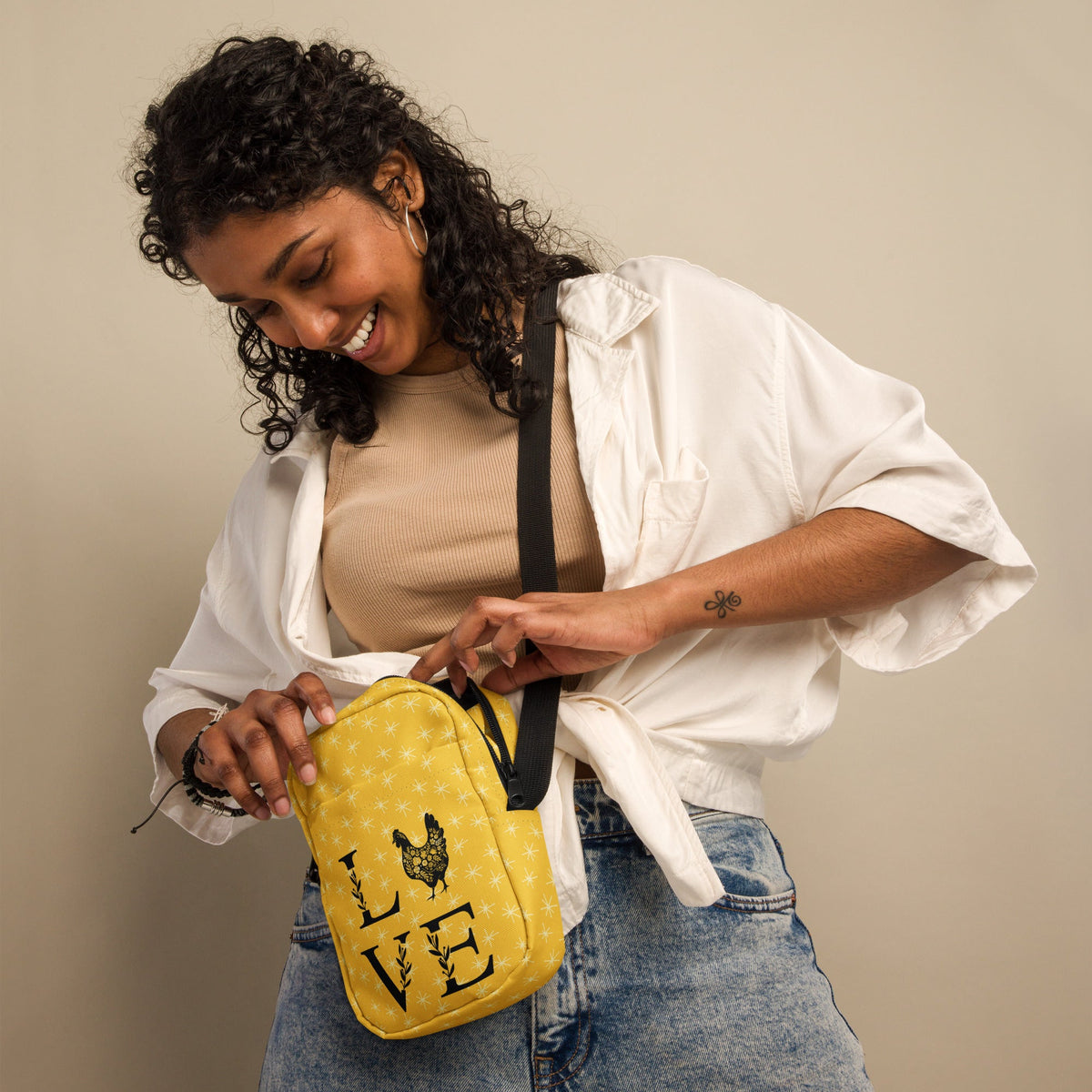 Yellow Chicken Love Utility Crossbody Bag - Cluck It All Farms