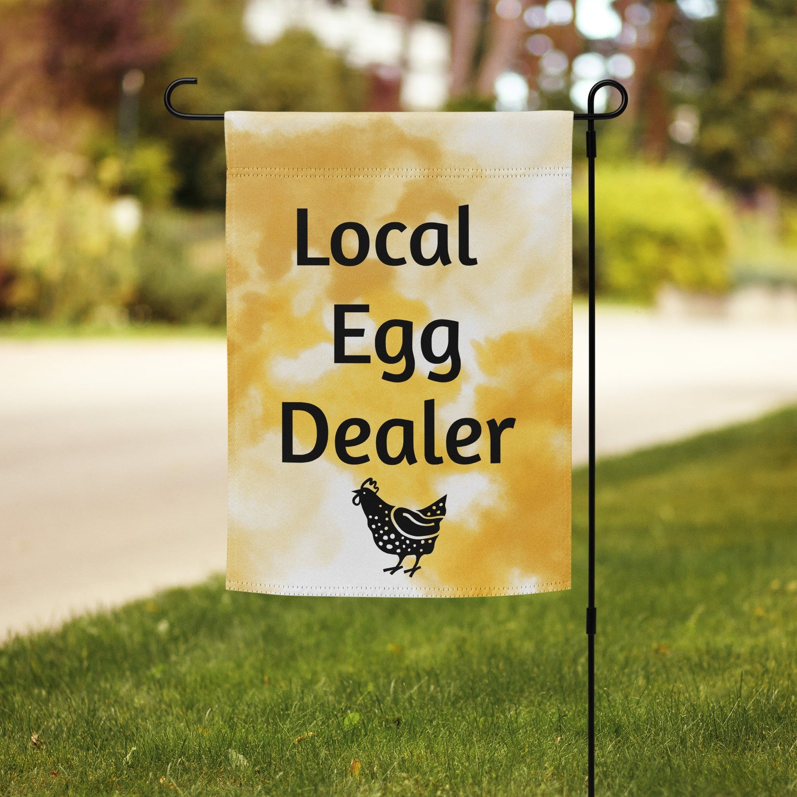 Yellow Local Egg Dealer Garden Flag - Cluck It All Farms