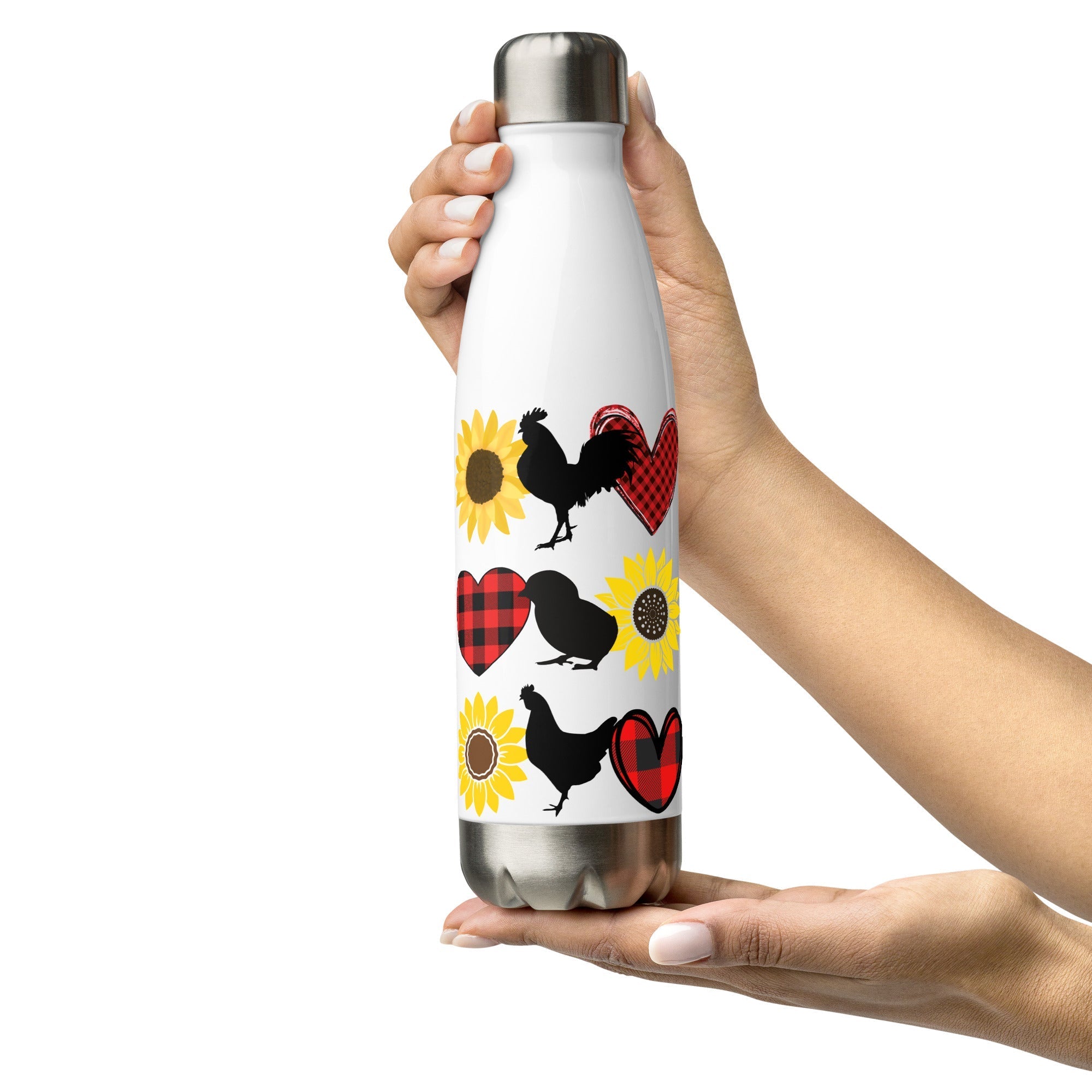 Sunflower Chicken Stainless Steel Water Bottle - Cluck It All Farms