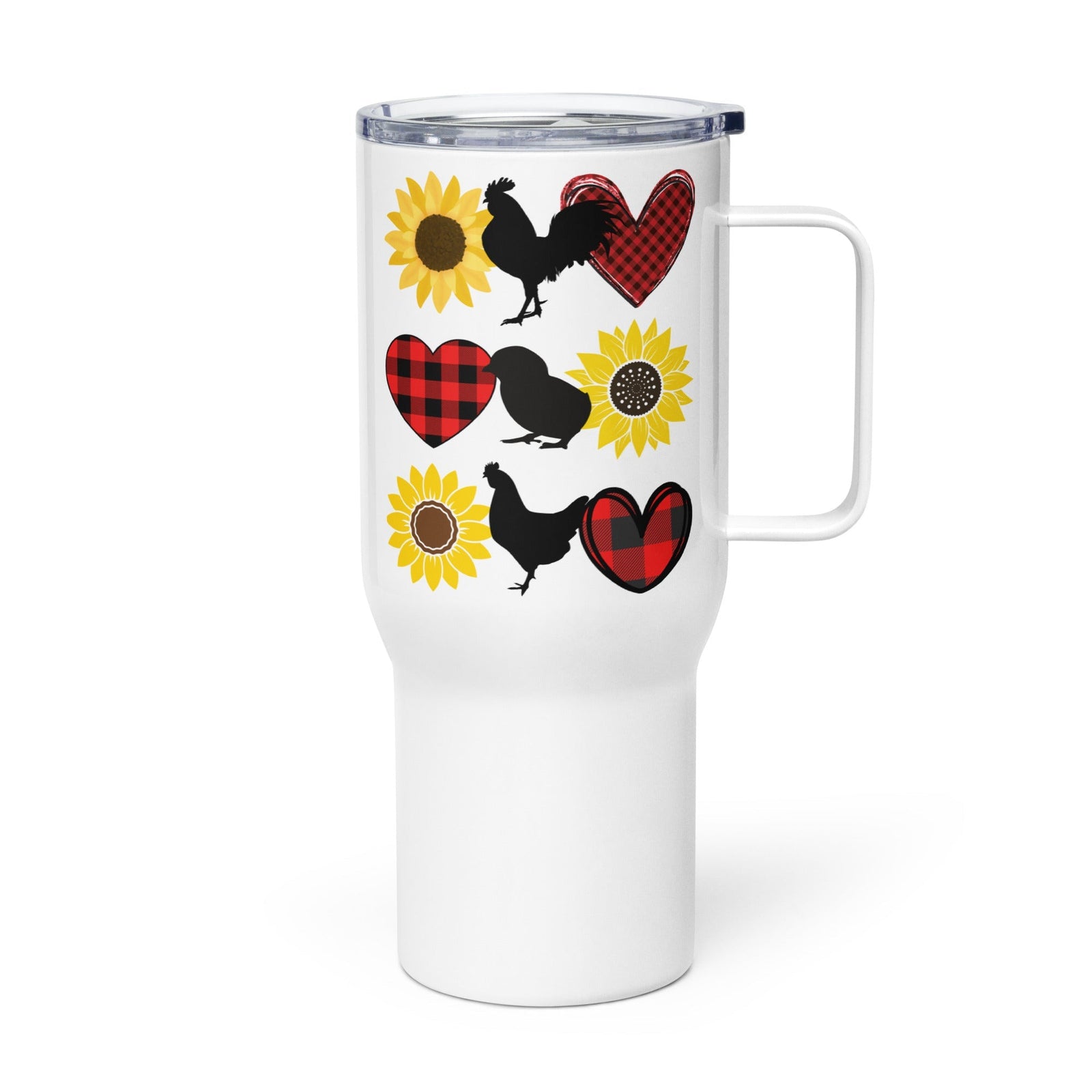Sunflower Chicken Travel Mug With Handle - Cluck It All Farms