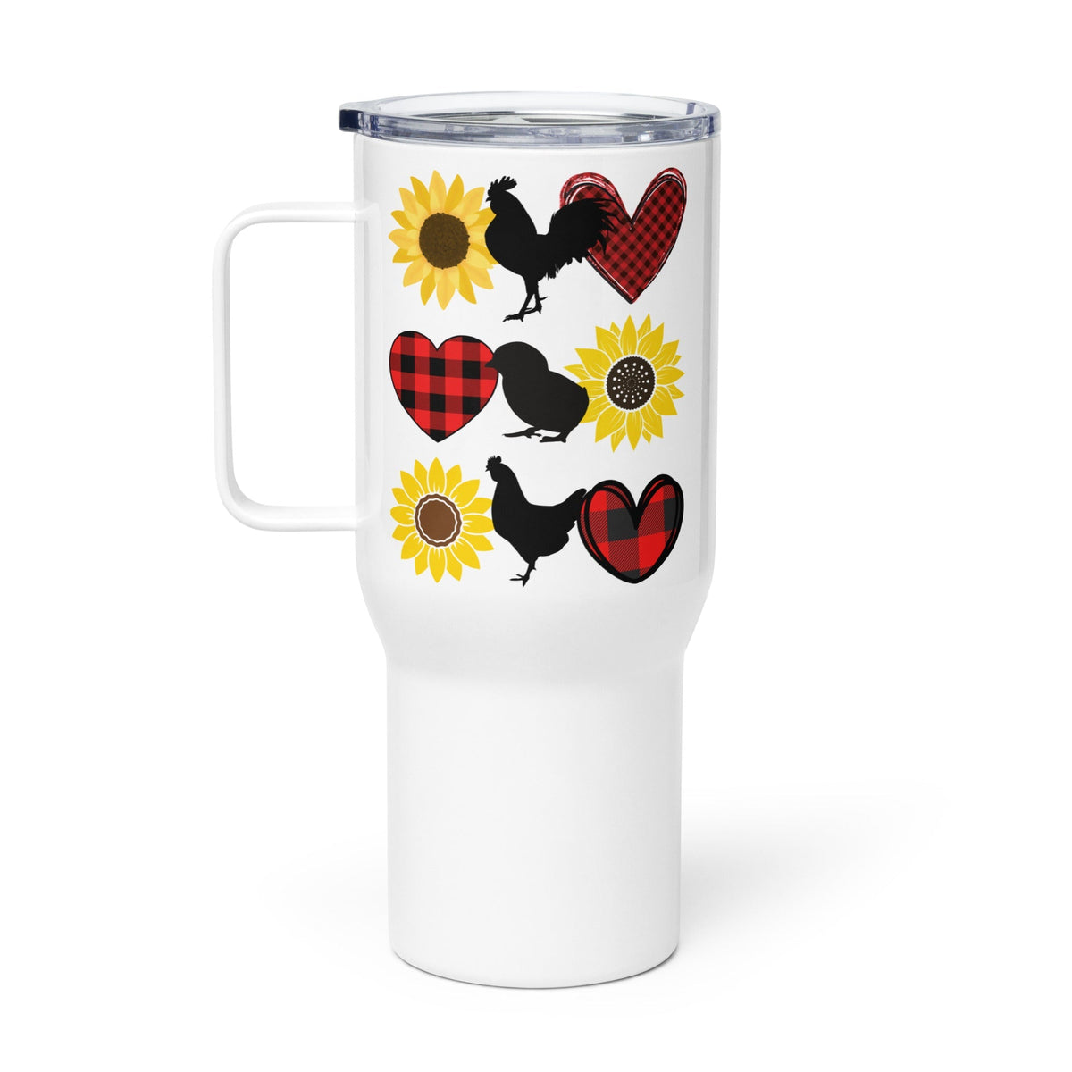 Sunflower Chicken Travel Mug With Handle - Cluck It All Farms