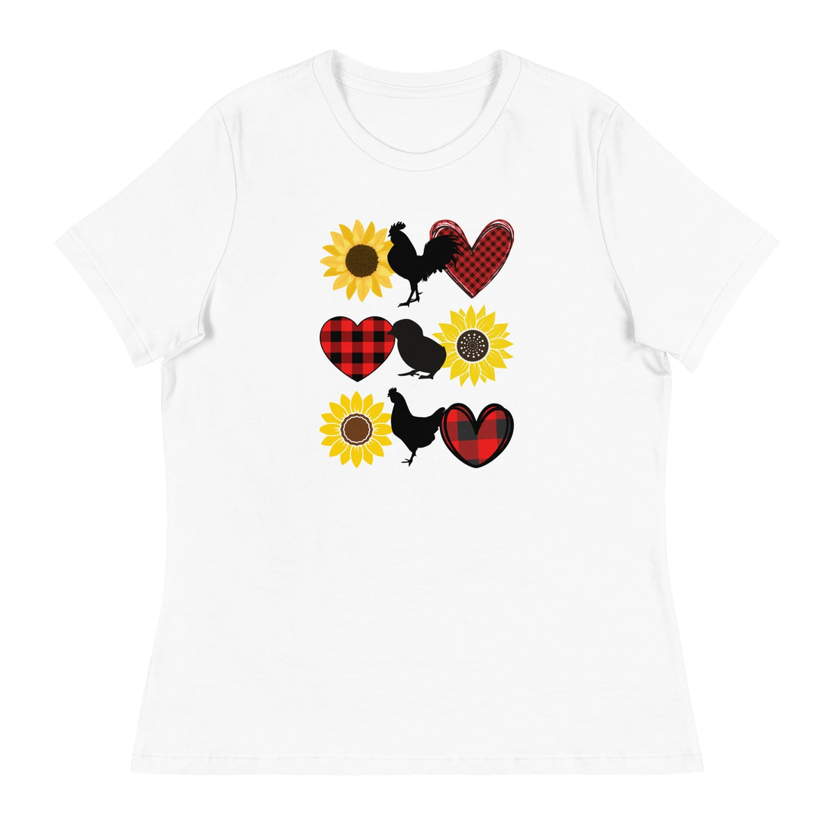 Sunflower Chicken Women&#39;s Relaxed T-Shirt - Cluck It All Farms