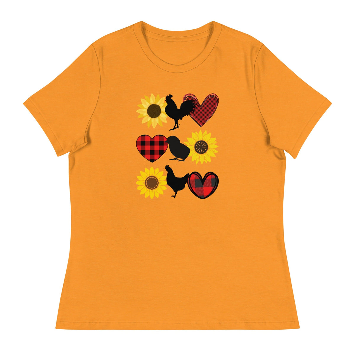 Sunflower Chicken Women&#39;s Relaxed T-Shirt - Cluck It All Farms